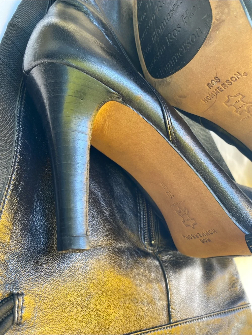 ROS HOMMERSON VINTAGE Classic Black Over-the-Knee Women's Leather Boots Size 10W